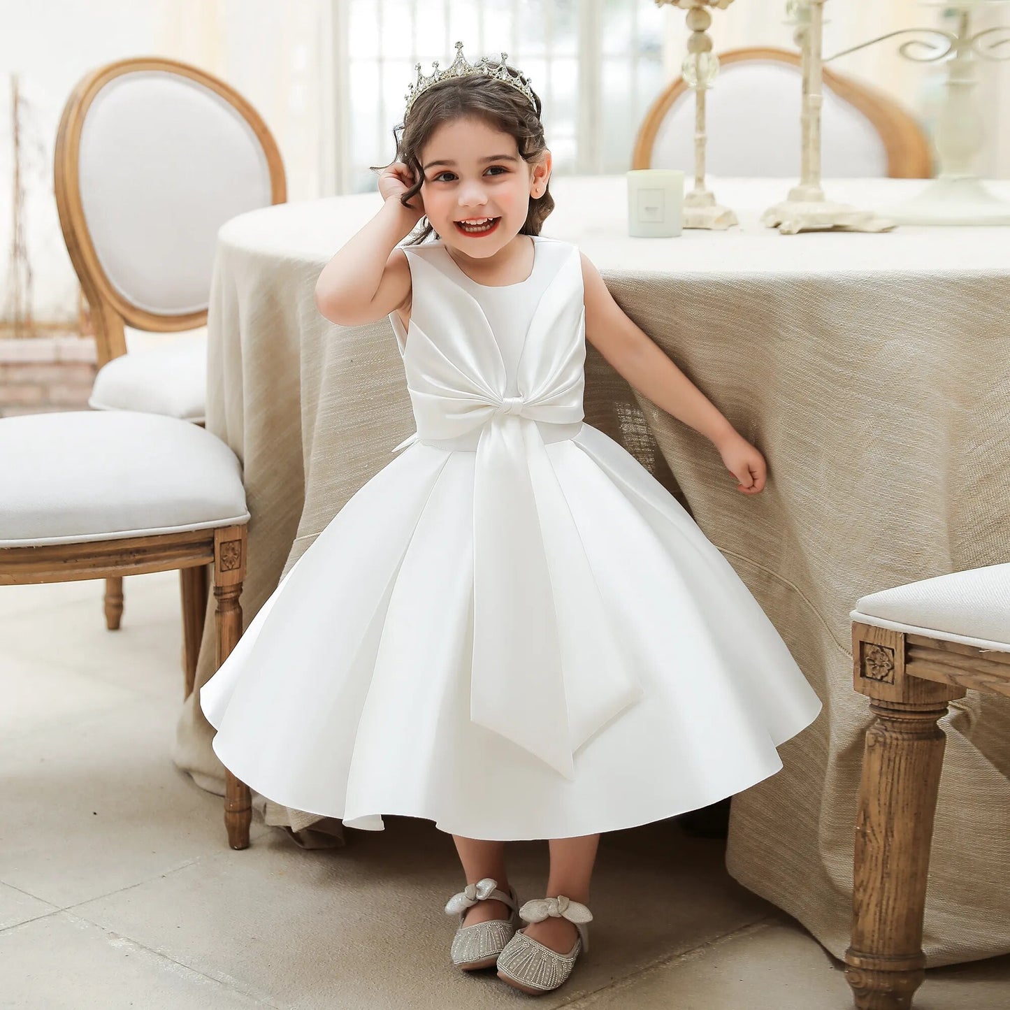 Baby Childrens Christmas Party Princess Dress for Girls Children Big Bow Wedding Kids Dress for Girls Birthday New Years Ball Gown