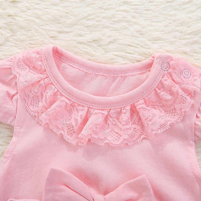 Lawadka Summer Style Lace Cotton Baby Rompers Bowknot