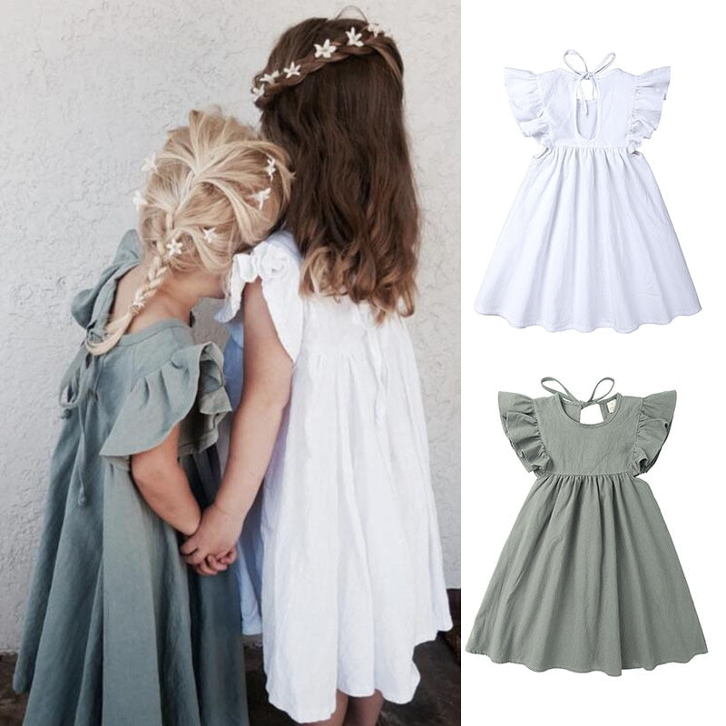 0-6Y Toddler Kids Baby Girl Autumn Dress Ruffles Sleeve