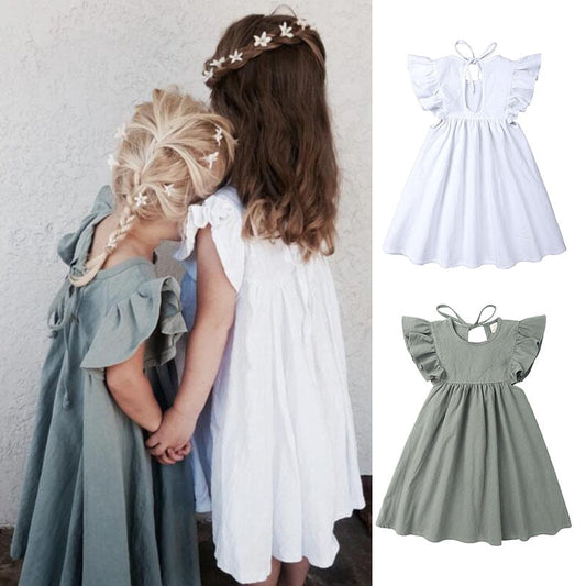 0-6Y Toddler Kids Baby Girl Autumn Dress Ruffles Sleeve