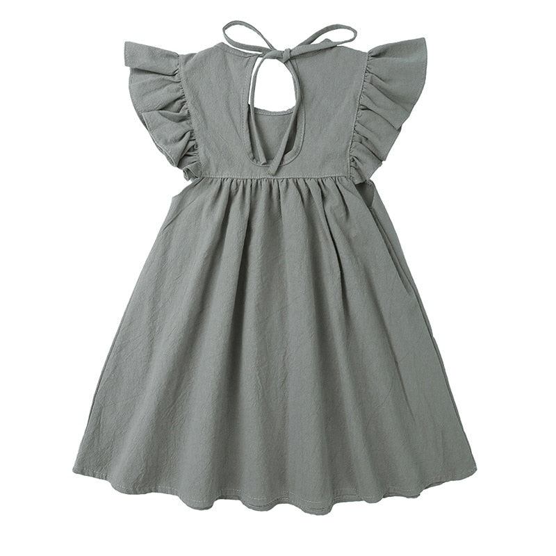 0-6Y Toddler Kids Baby Girl Autumn Dress Ruffles Sleeve