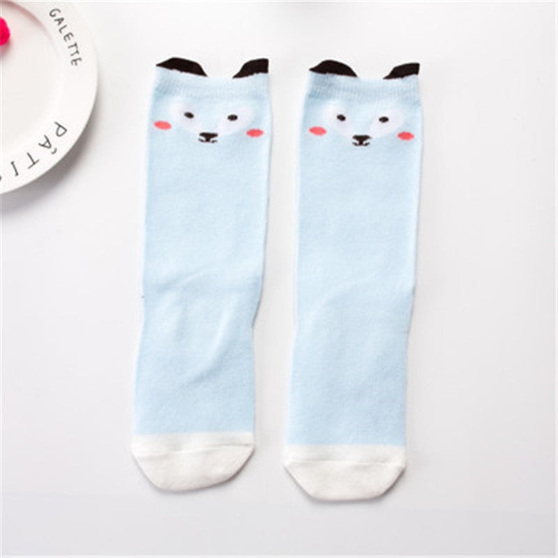 1 Pair Unisex Lovely Cute Cartoon Fox Kids baby Socks Knee