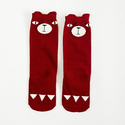 1 Pair Unisex Lovely Cute Cartoon Fox Kids baby Socks Knee