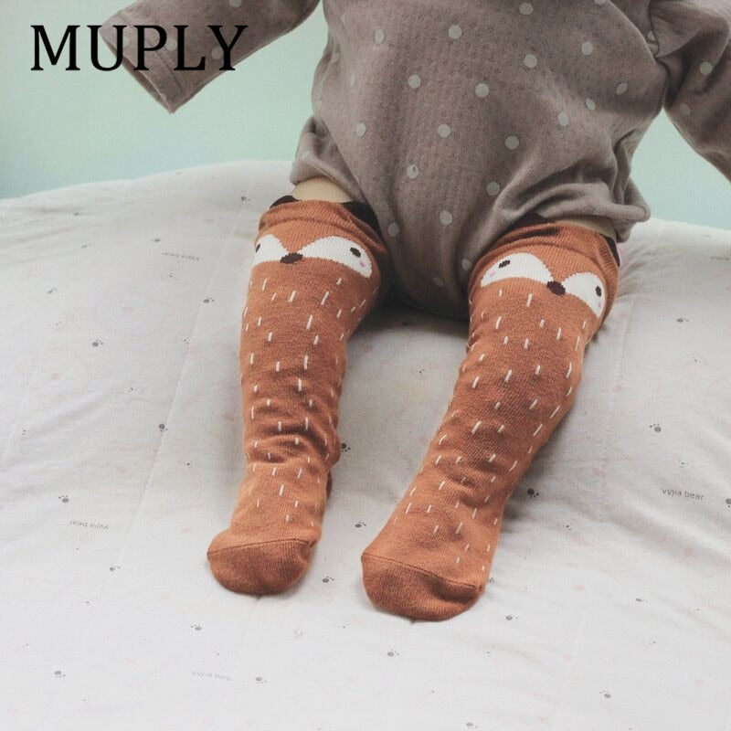 1 Pair Unisex Lovely Cute Cartoon Fox Kids baby Socks Knee