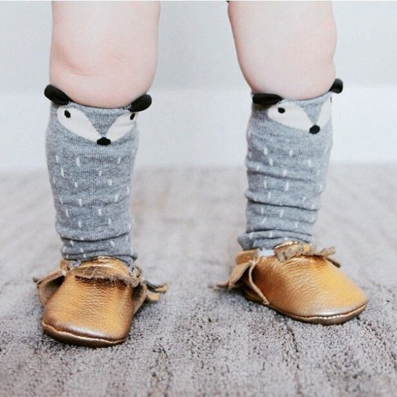 1 Pair Unisex Lovely Cute Cartoon Fox Kids baby Socks Knee