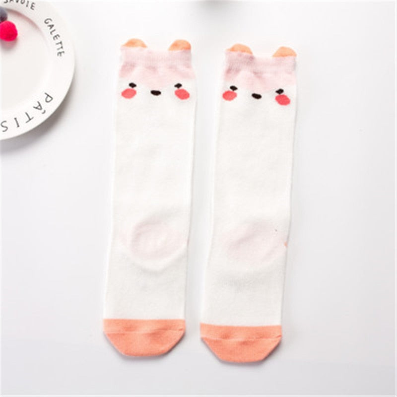 1 Pair Unisex Lovely Cute Cartoon Fox Kids baby Socks Knee