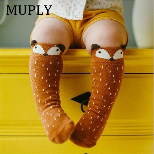 1 Pair Unisex Lovely Cute Cartoon Fox Kids baby Socks Knee