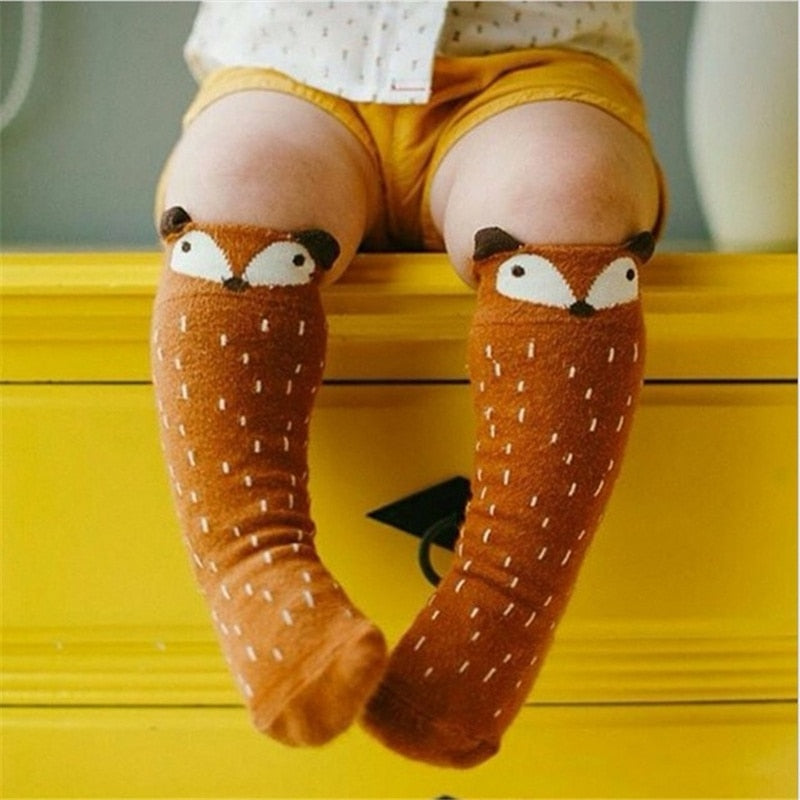 1 Pair Unisex Lovely Cute Cartoon Fox Kids baby Socks Knee