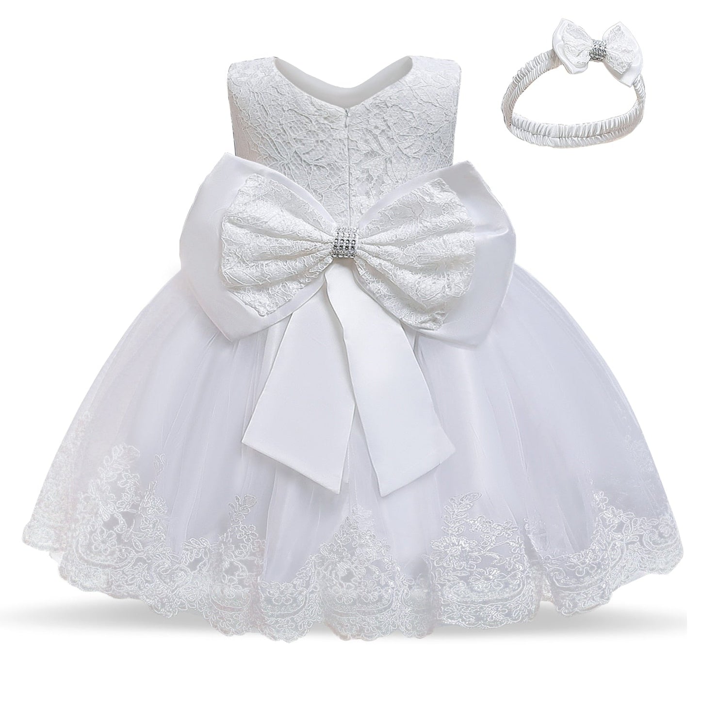 12 Month Cute Baby Lace Floral Big Bow Princess Dress Infant