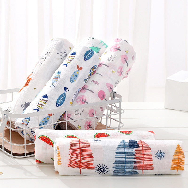 120cm*110cm 2 Layer Muslin Blanket Gauze Bamboo Baby Swaddle