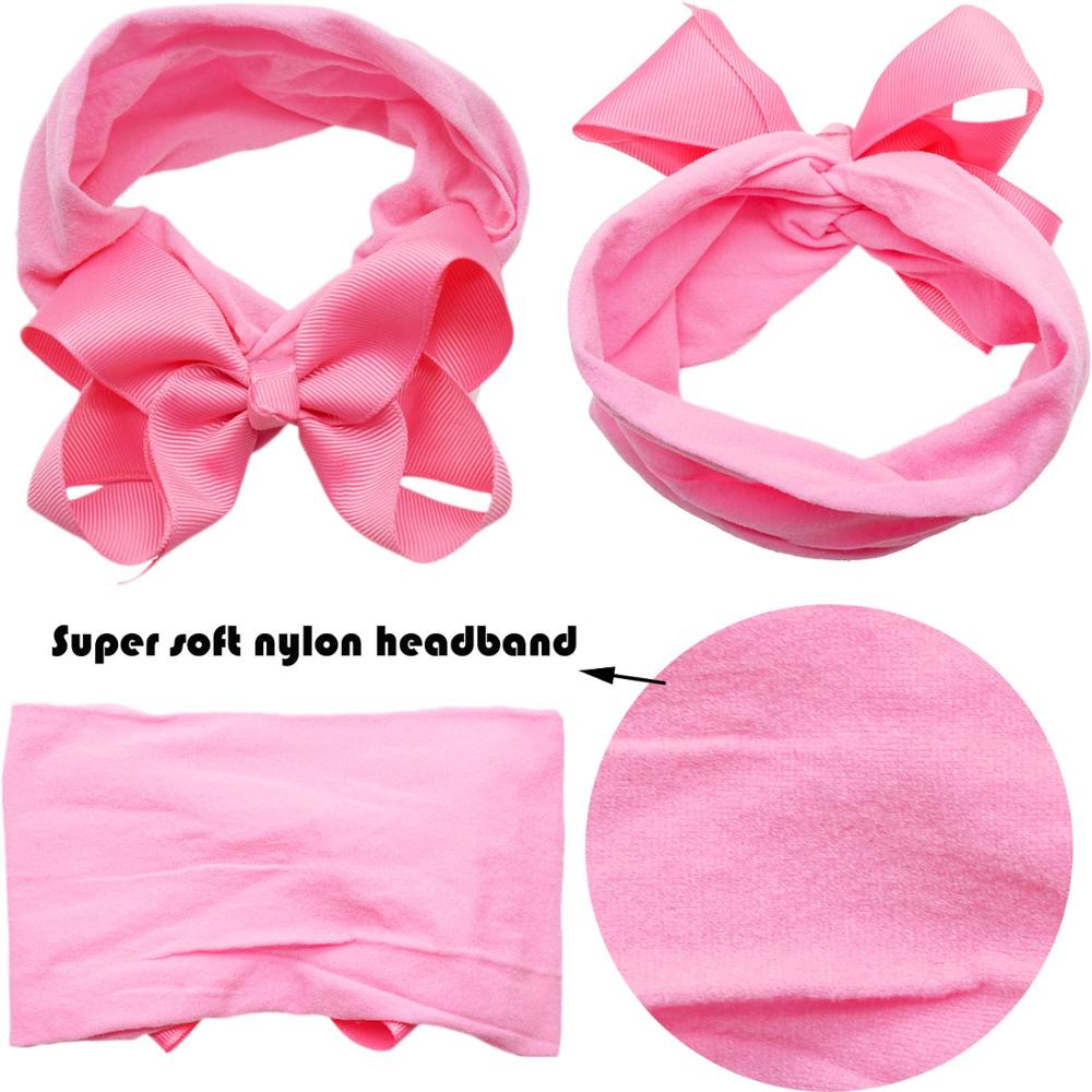 20 Colors Baby Nylon Knotted Headbands Girls Big 4.5 Inches