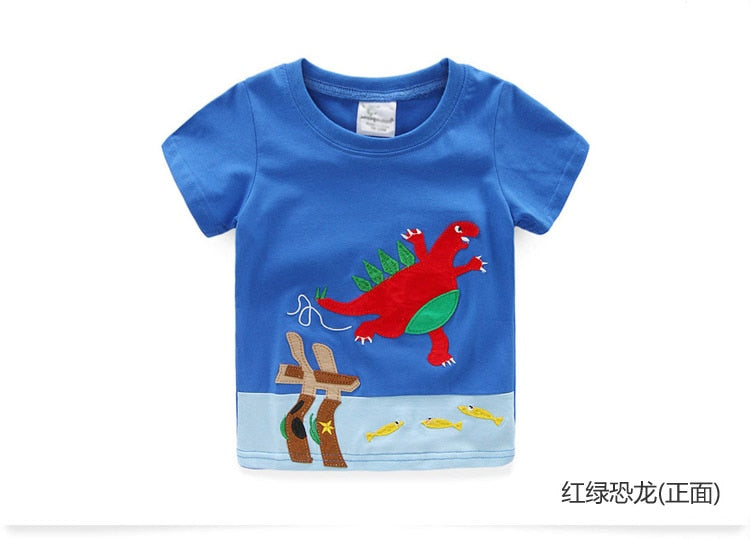 2023 Summer 2-10T Children&#39;S Birthday Clothing Dinosaur