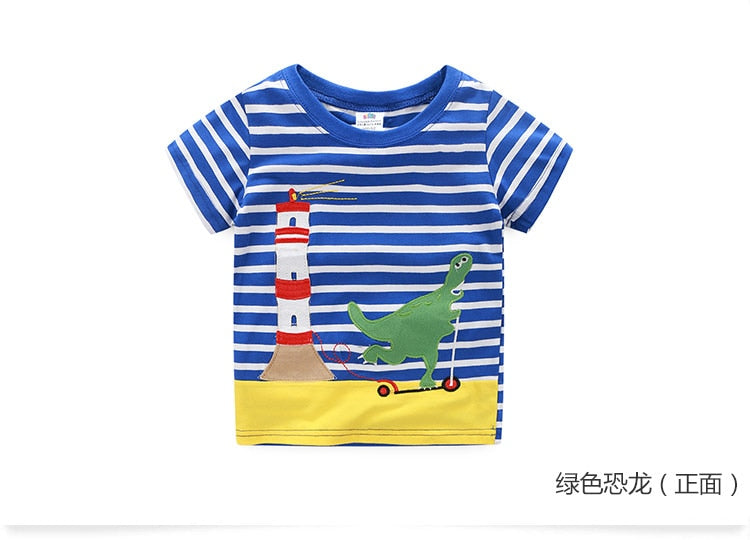 2023 Summer 2-10T Children&#39;S Birthday Clothing Dinosaur