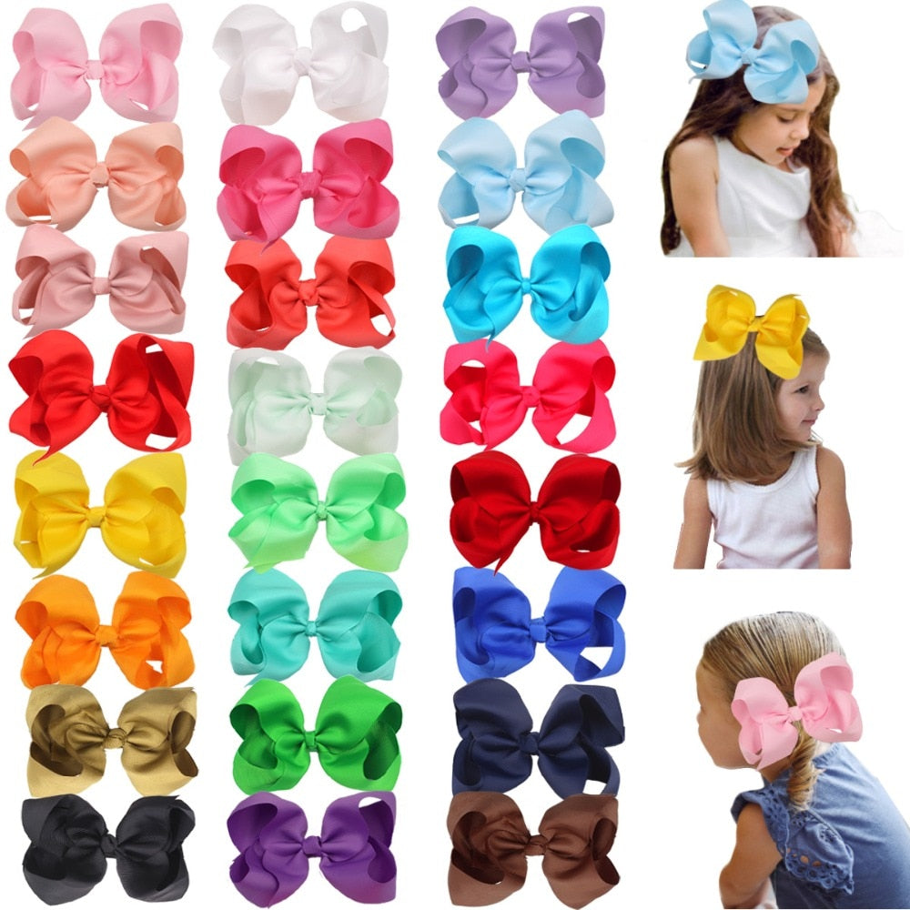 24 Pcs 6 Inch Hair Bows for Girls Big Grosgrain Girls 6 Hair