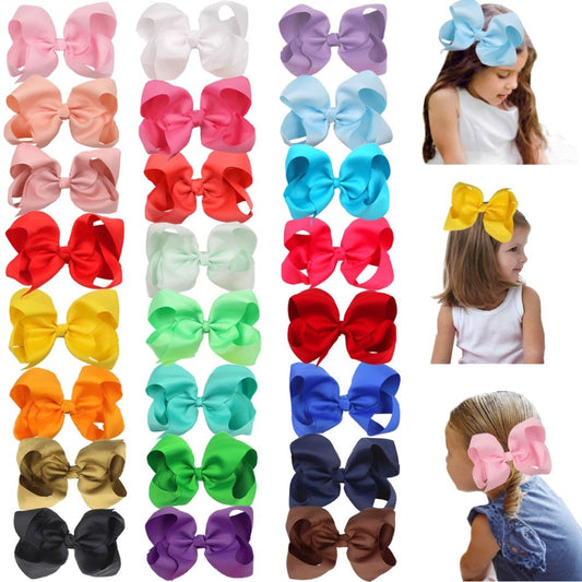 24 Pcs 6 Inch Hair Bows for Girls Big Grosgrain Girls 6 Hair