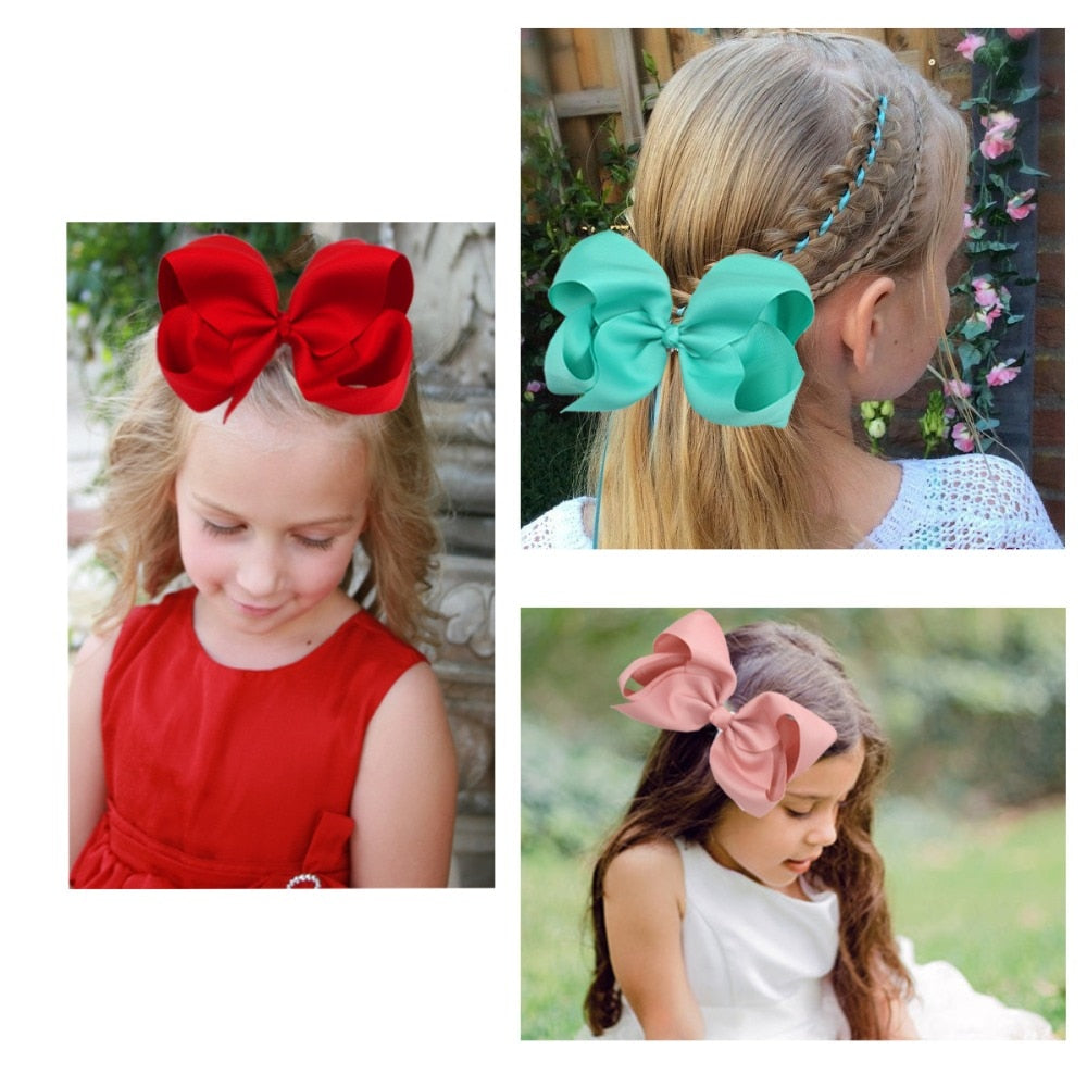 24 Pcs 6 Inch Hair Bows for Girls Big Grosgrain Girls 6 Hair