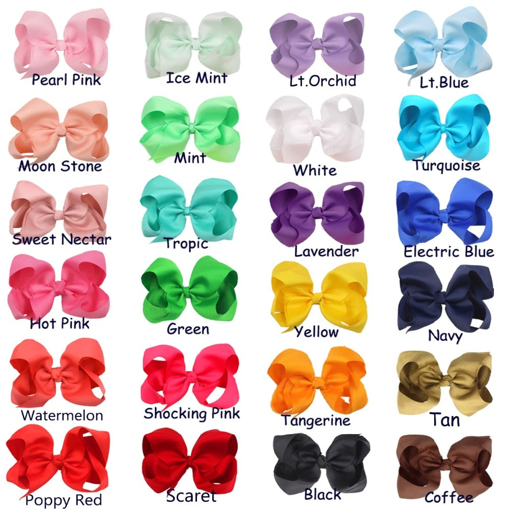 24 Pcs 6 Inch Hair Bows for Girls Big Grosgrain Girls 6 Hair