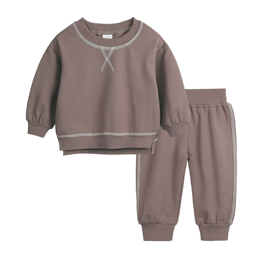 2pcs Kids 1-7Y Boys Girls Clothes Set Toddler Baby Solid