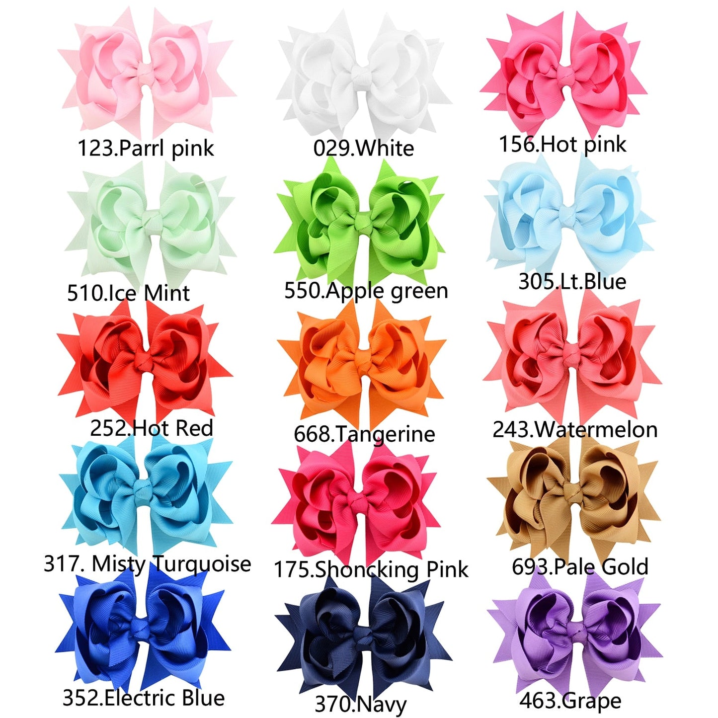 30Pcs/15 Color Girls Hair Bows Clips Large Big Grosgrain