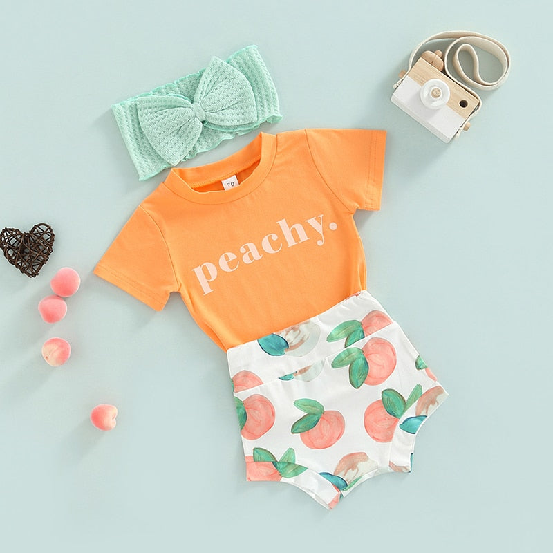 3pcs Baby Girls Boys Cute Clothes Sets 0-24M Letter Short