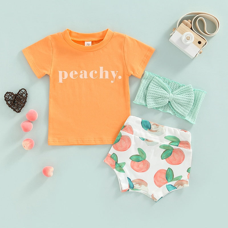 3pcs Baby Girls Boys Cute Clothes Sets 0-24M Letter Short