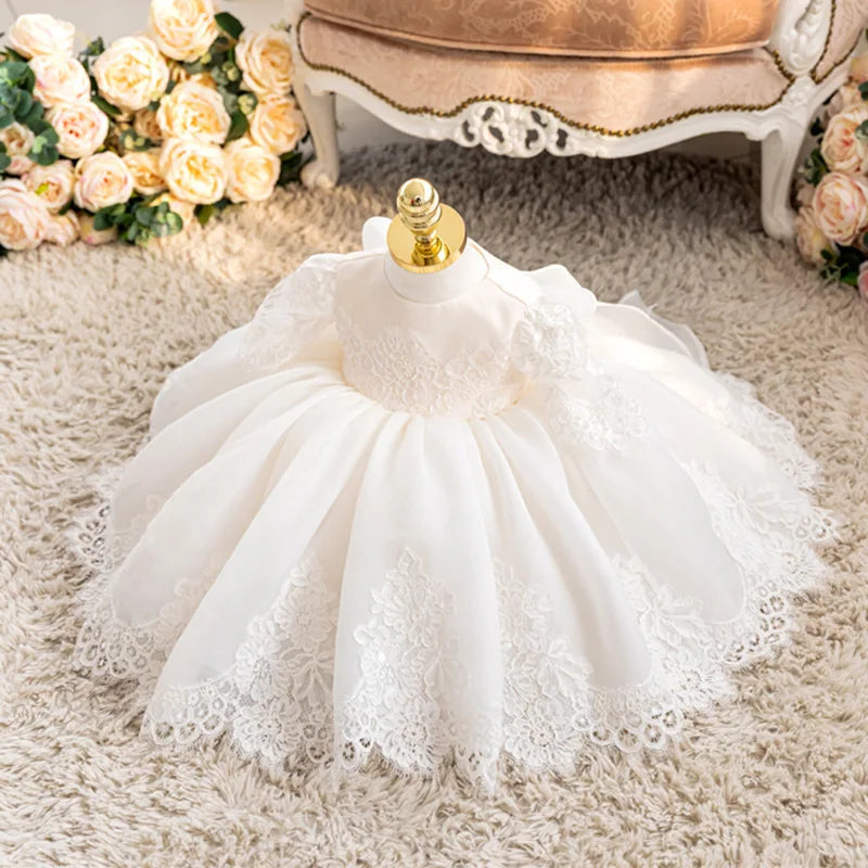 12 months to 8T Toddler Girl Baptism Dress LaceDresses 1 Year Birthday Ball Gown Formal Wear Dress