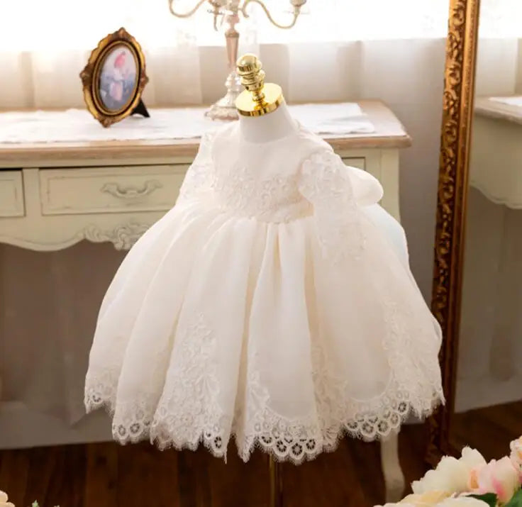 12 months to 8T Toddler Girl Baptism Dress LaceDresses 1 Year Birthday Ball Gown Formal Wear Dress