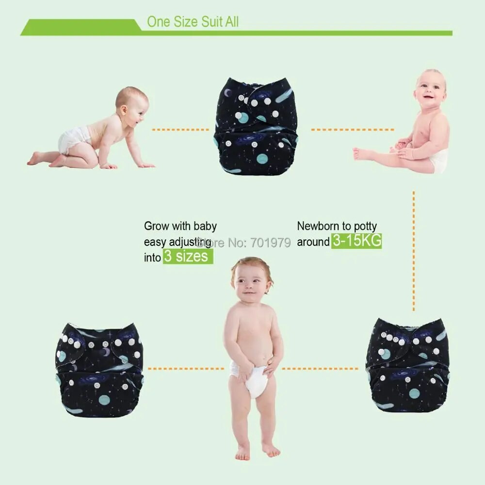 Christmas Baby Cloth Diaper Fashion Baby Cloth Nappy Reusable with 1pc Microfiber Insert