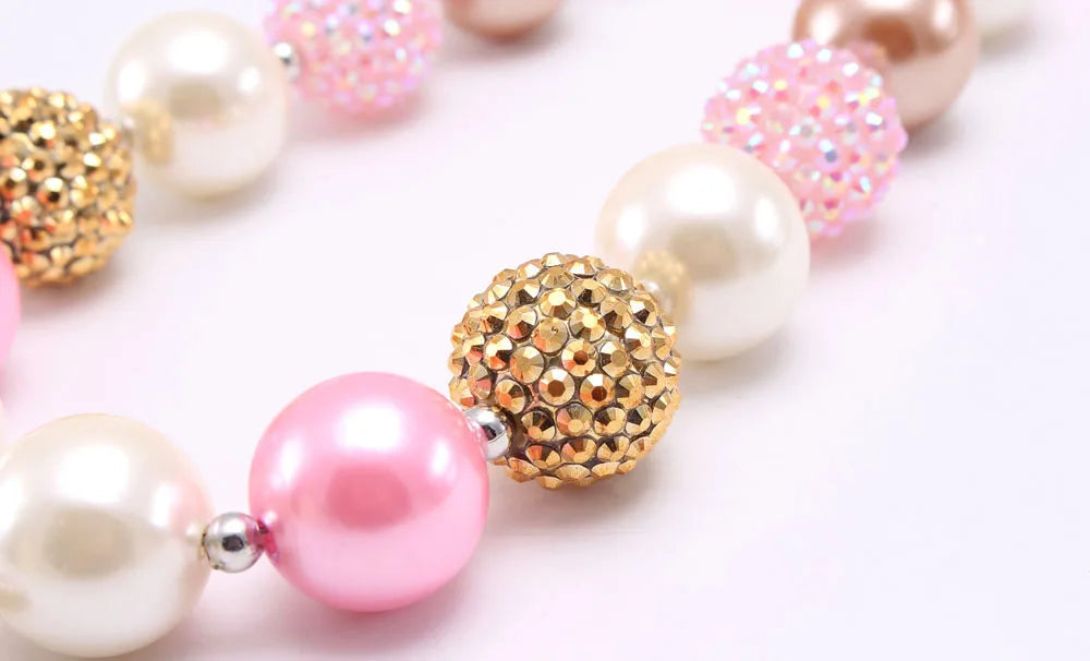 Fashion child acrylic beads necklace water drop pendants kids girl chunky bubblegum necklace for party jewelry