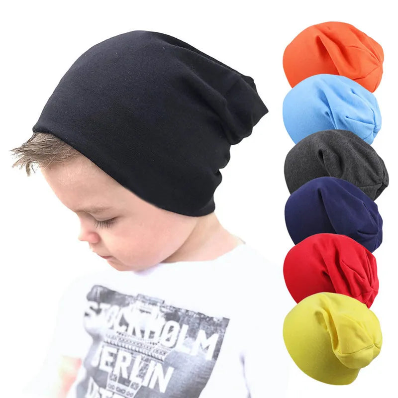 Cotton Baby Hat Street Dance Hip Hop Cap Spring Autumn Toddler Hat Scarf for Boys Girls Knit Beanie Cap Solid Color Kids Hat