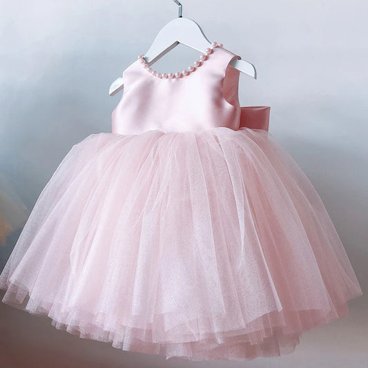 Toddler Baby Girl 1st Birthday Dress Backless Big Bow (PINK SHADE MAY VARY)