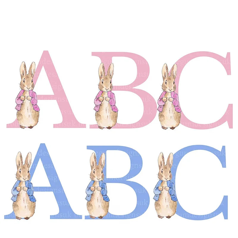 Personalised name Letter initial Bunny happy Easter party rabbit bag Egg Hunt basket children kid boy girl gift Sack toy Bucket