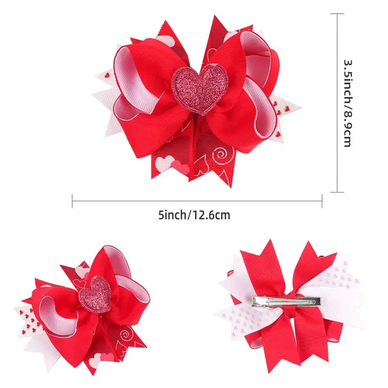 ncmama 2024 Valentine Day Bow Hair Clip For Women Girls cute Love Heart Hairpin Barrette Hairgrip Girl Headwear Hair Accessories