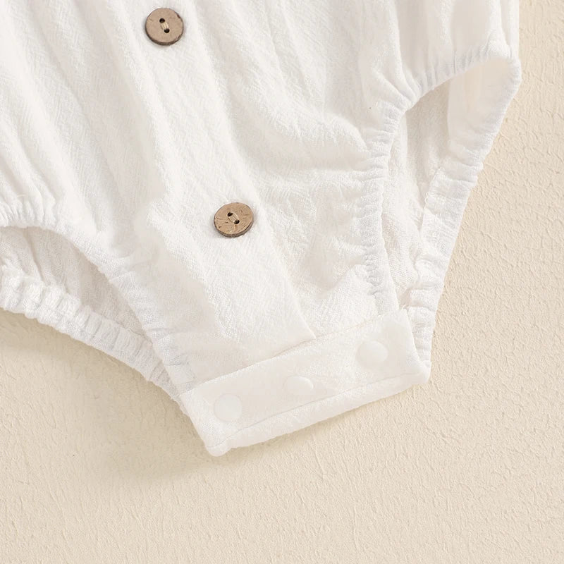 Baby Boys Gentleman 3 PieceSets Solid Short Sleeve Lapel Neck Romper Stripe Suspender Shorts Bowtie