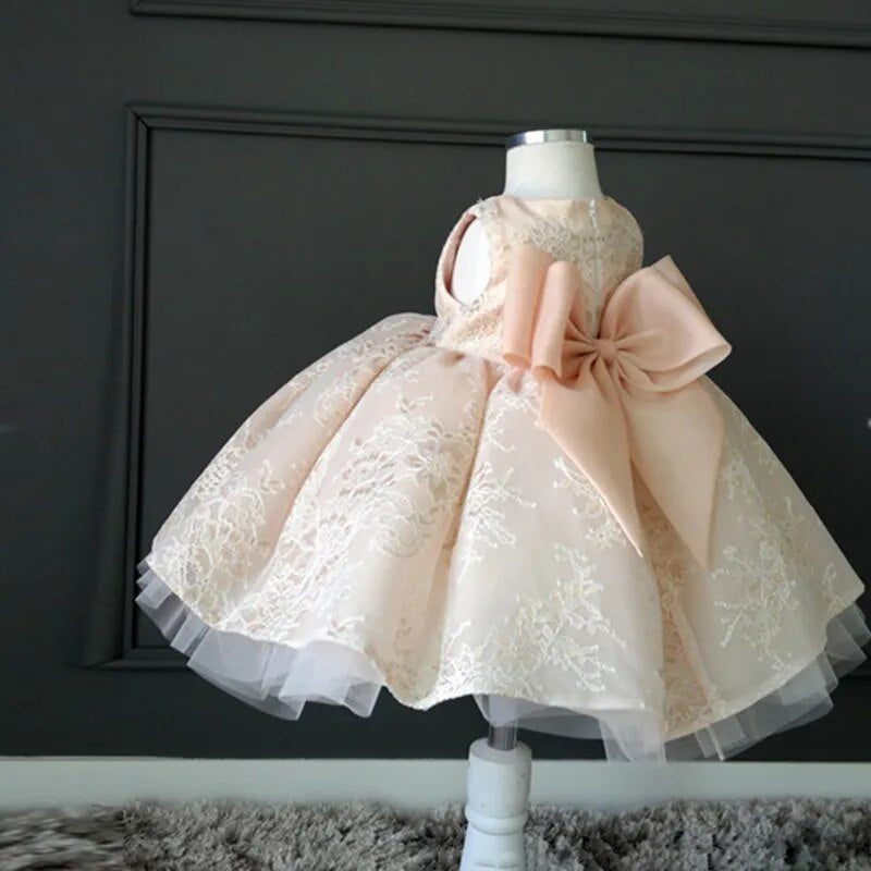 6M-13Yrs Baby Girl 1st 2/3 Year Birthday Dress Christmas dress Sleeveless Formal Embroidery Floral Party Dresses With Big Bow Princess Ball Gown