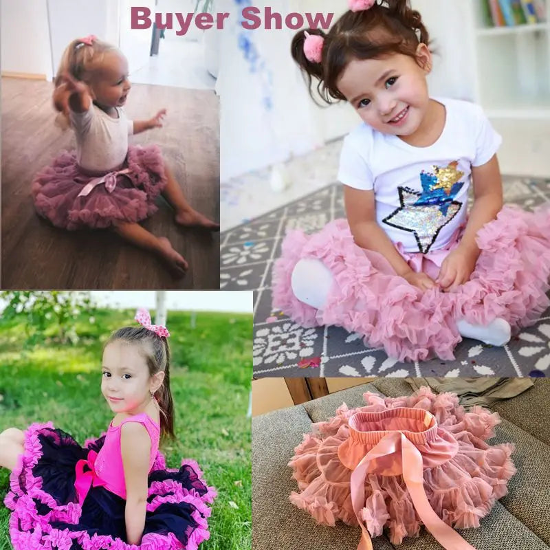 1-10Y Girls Tutu Skirt Ballerina Pettiskirt Layer Fluffy Children Ballet Skirts For Party Dance Princess Girl Tulle Miniskirt