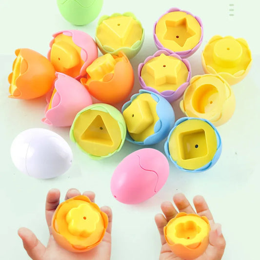 6Pcs Baby Smart Eggs Montessori Educational Toys For Children Color Shape Matching Recognize Toddler Intelligent Learning 2-4Y