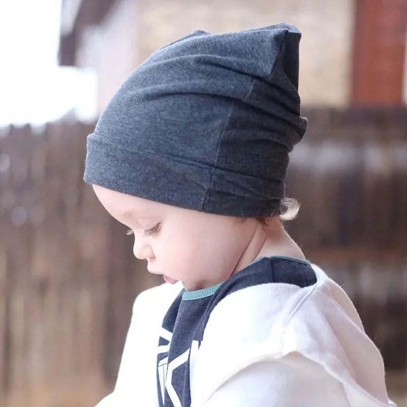 Cotton Baby Hat Street Dance Hip Hop Cap Spring Autumn Toddler Hat Scarf for Boys Girls Knit Beanie Cap Solid Color Kids Hat