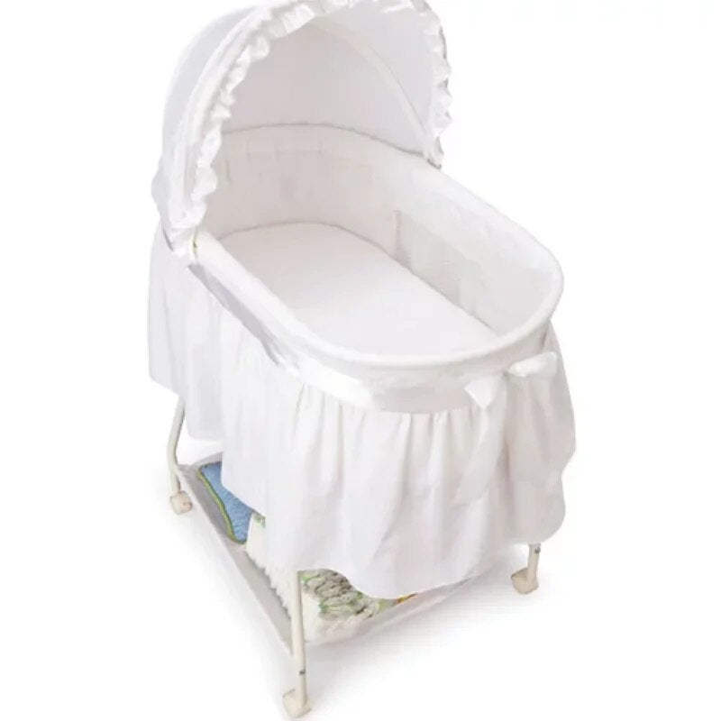 Classic Sweet Bassinet Children's Bed Bases & Frames Adjustable Canopy with Large Storage Basket Underneath