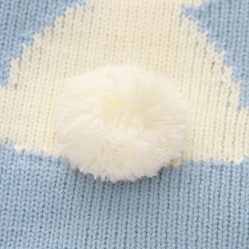 Cute Rabbit Pom Pom Newborn Toddler Jumpsuit Outfit Knitted Warm