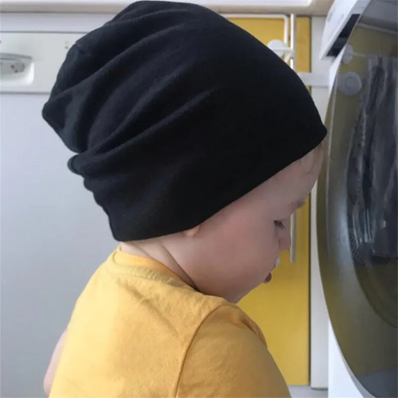 Cotton Baby Hat Street Dance Hip Hop Cap Spring Autumn Toddler Hat Scarf for Boys Girls Knit Beanie Cap Solid Color Kids Hat