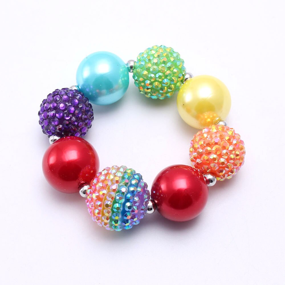 Adorable Rainbow Style Beads Necklace Bracelet Colorful Kids