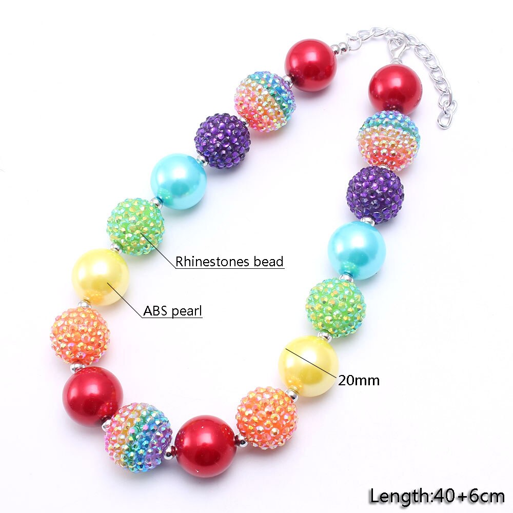 Adorable Rainbow Style Beads Necklace Bracelet Colorful Kids