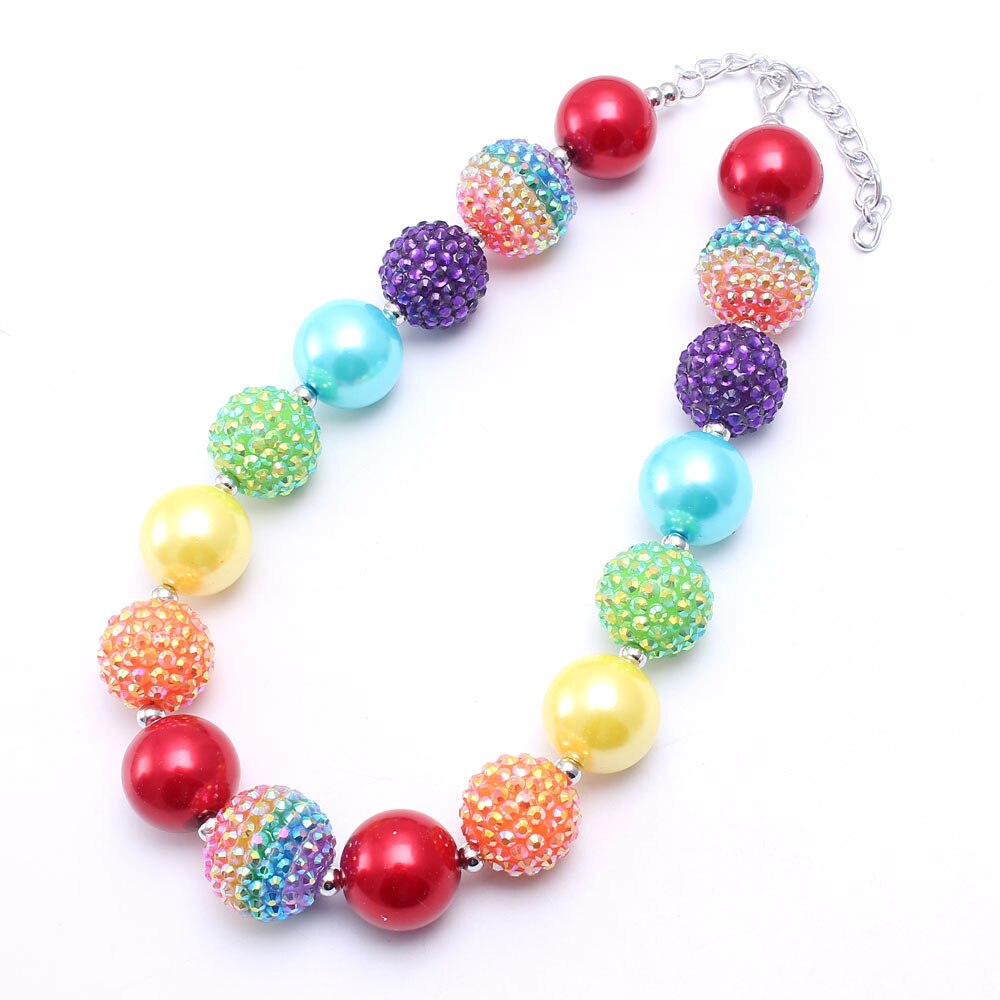 Adorable Rainbow Style Beads Necklace Bracelet Colorful Kids