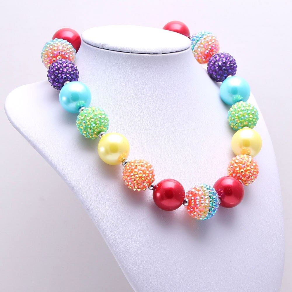 Adorable Rainbow Style Beads Necklace Bracelet Colorful Kids