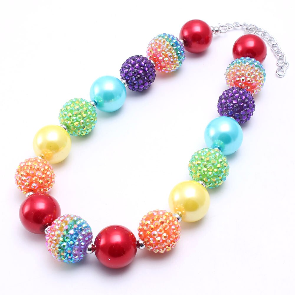 Adorable Rainbow Style Beads Necklace Bracelet Colorful Kids