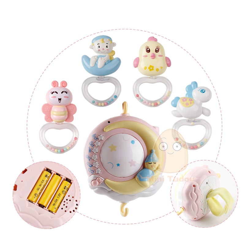 Baby Rattles Crib Mobiles Toy Holder Rotating Mobile Bed