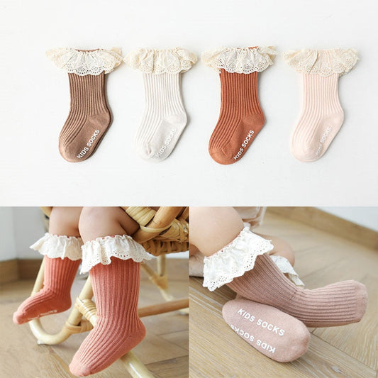 Baby Socks Girl Newborn Infantil Kid Knee High Lace Socks