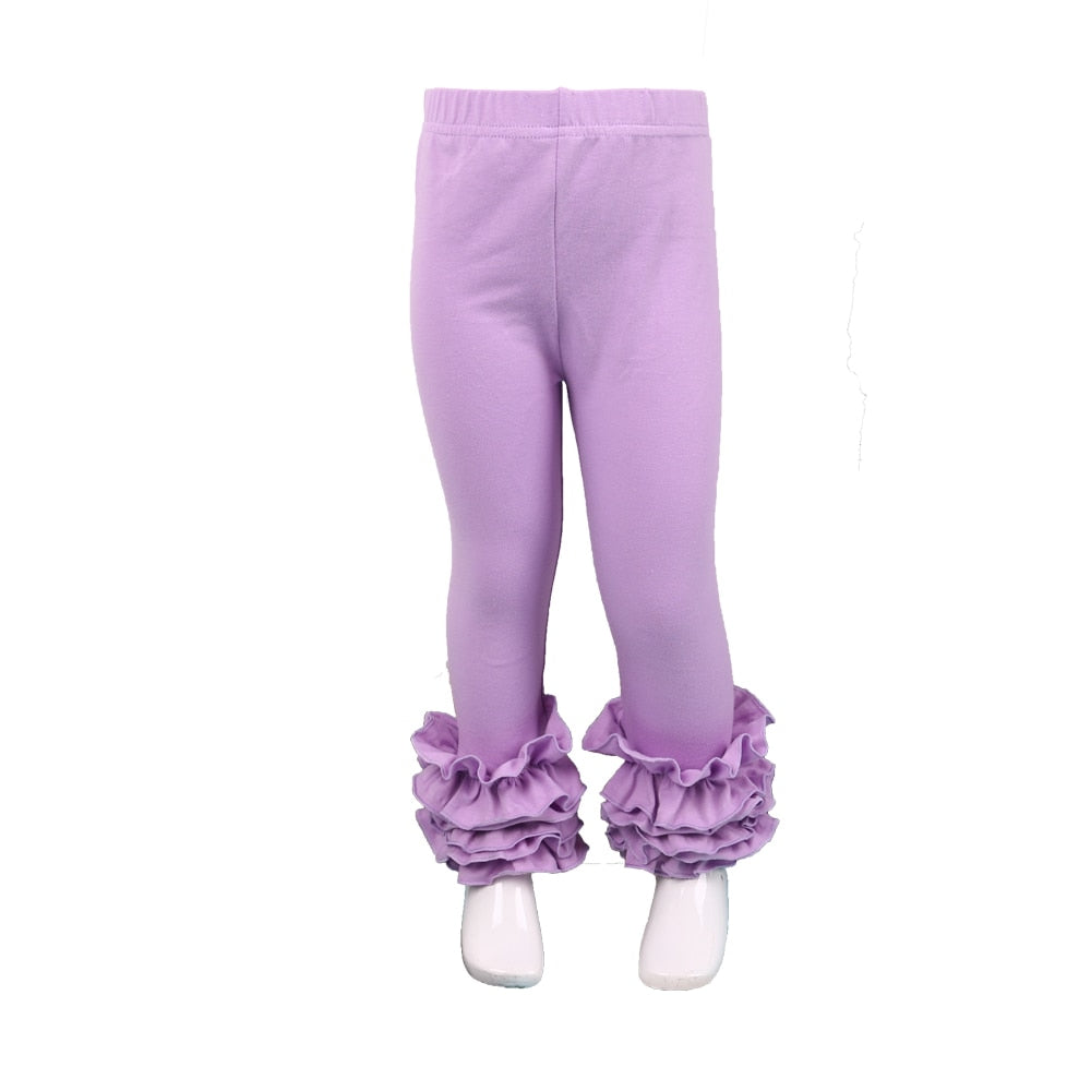 boutique full length girls leggings solid cute 100% cotton