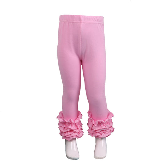 boutique full length girls leggings solid cute 100% cotton